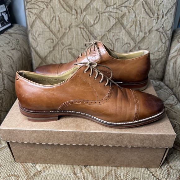 Cole Haan Cambridge Cap Toe Oxfords Shoes British Tan C13416 Size 10 M Excellent - Picture 2 of 9